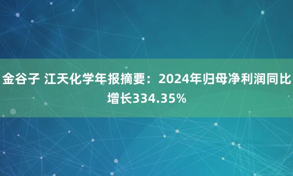 金谷子 江天化学年报摘要：2024年归母净利润同比增长334.35%